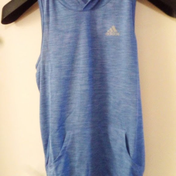New Adidas Racer Back Purple Sleeveless Hoodie Kangaroo Pocket Top Size L/G - Picture 5 of 10